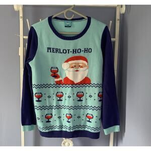 Norther Pole Merlot-Ho-Ho Drunk Santa Wine Ugly Christmas Sweater Women's Xlarge